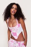Danielle Guizio Ny Serene Patchwork Corset In Pink Multi