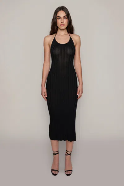 Danielle Guizio Ny Slinky Rib Midi Dress In Black