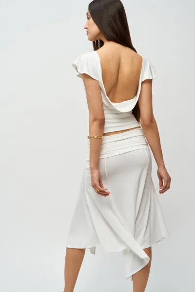 Danielle Guizio Ny Soffiano Skirt In Ivory