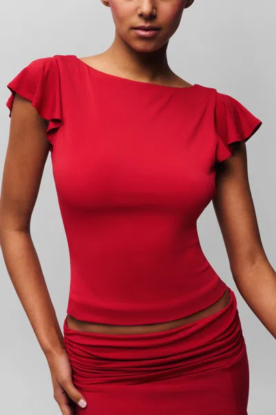 Danielle Guizio Ny Soffiano Top In Red Love