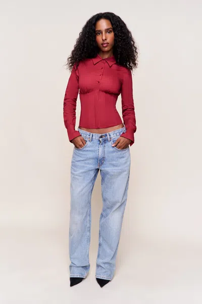 Danielle Guizio Ny Tailored Corset Long Sleeve In Red