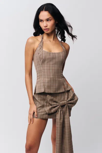 Danielle Guizio Ny Twisted Halter Top In Brown