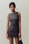 Danielle Guizio Ny Via Pinstripe Dress In Charcoal/white