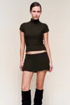 Danielle Guizio Ny Vivienne Short Sleeve Turtleneck In Black