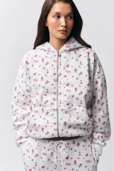 Danielle Guizio Ny Zip Up Hoodie In Sweet Floral