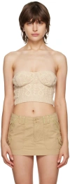 Danielle Guizio Cable Knit Bustier Strapless Top In Cream