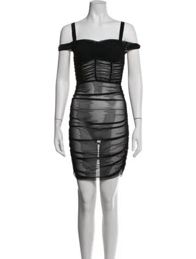 Pre-owned Danielle Guizio Off-the-shoulder Mini Dress In Black