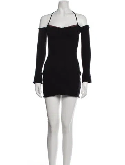 Pre-owned Danielle Guizio Off-the-shoulder Mini Dress In Black