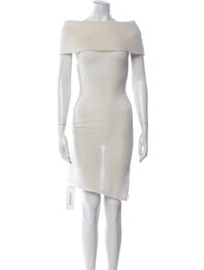 Pre-owned Danielle Guizio Off-the-shoulder Mini Dress In Neutrals