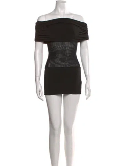 Pre-owned Danielle Guizio Off-the-shoulder Mini Dress W/ Tags In Black