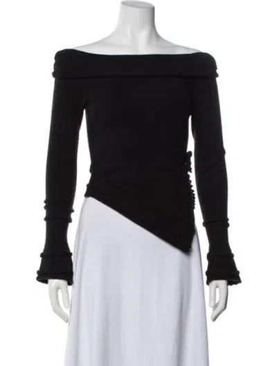 Pre-owned Danielle Guizio Off-the-shoulder Sweater In Black