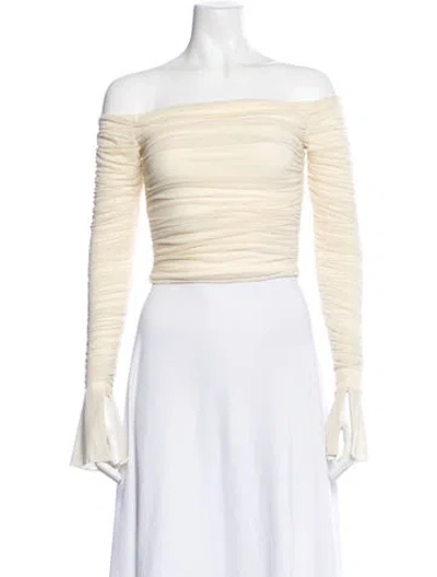 Pre-owned Danielle Guizio Off-the-shoulder Sweater In Neutral