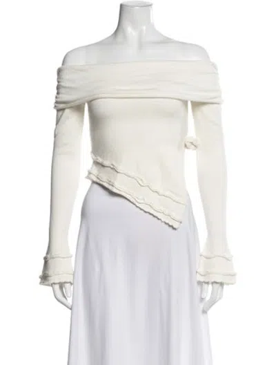 Pre-owned Danielle Guizio Off-the-shoulder Sweater In Neutrals