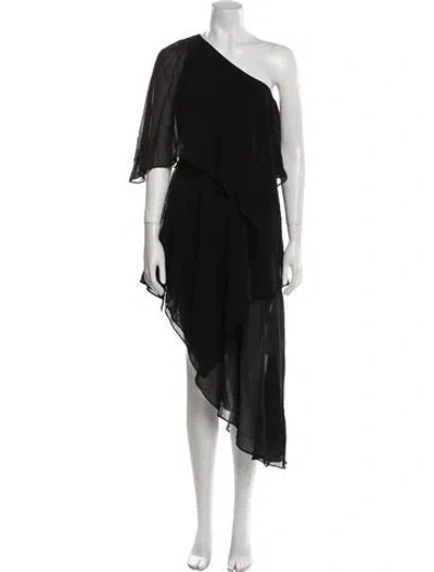 Pre-owned Danielle Guizio One-shoulder Long Dress In Black