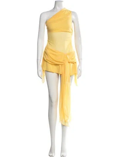 Pre-owned Danielle Guizio One-shoulder Mini Dress W/ Tags In Yellow