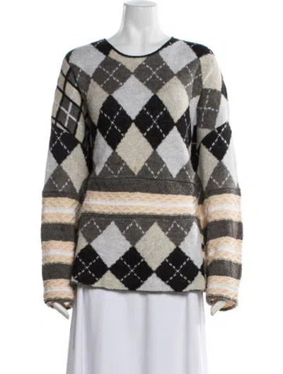 Pre-owned Danielle Guizio Patterned Crew Neck Sweater In Blue