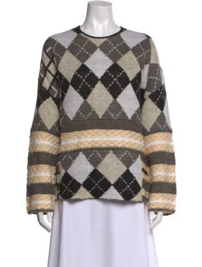 Pre-owned Danielle Guizio Patterned Crew Neck Sweater In Neutrals
