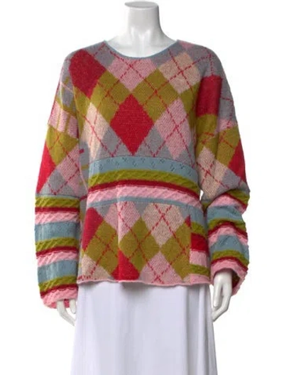 Pre-owned Danielle Guizio Patterned Crew Neck Sweater In Red