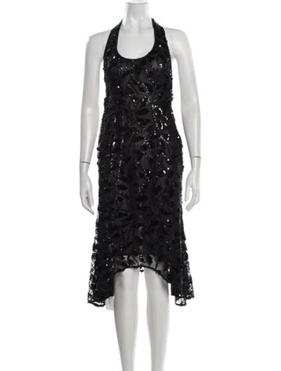 Pre-owned Danielle Guizio Patterned Midi Length Dress In Black