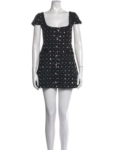 Pre-owned Danielle Guizio Patterned Mini Dress In Black