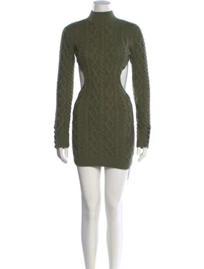 Pre-owned Danielle Guizio Patterned Mini Dress In Green