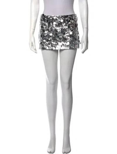 Pre-owned Danielle Guizio Patterned Mini Skirt In Blue