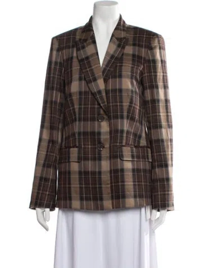 Pre-owned Danielle Guizio Plaid Print Blazer In Brown