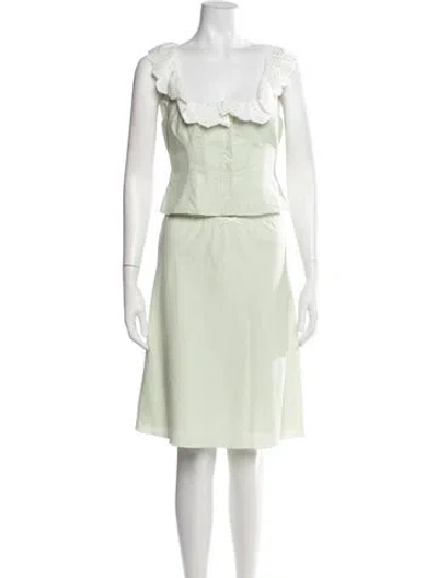 Pre-owned Danielle Guizio Plaid Print Eyelet Trim Skirt Set In Green