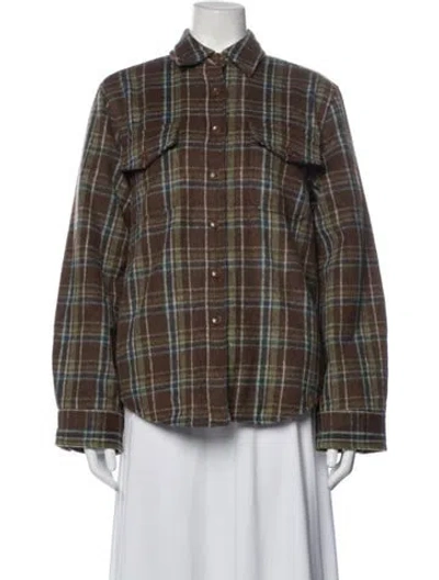 Pre-owned Danielle Guizio Plaid Print Jacket In Brown