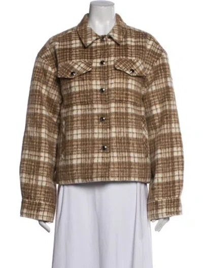 Pre-owned Danielle Guizio Plaid Print Jacket In Brown