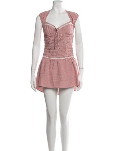 Pre-owned Danielle Guizio Plaid Print Mini Dress In Pink