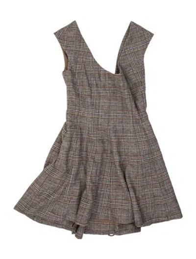 Pre-owned Danielle Guizio Plaid Print Mini Dress W/ Tags In Brown