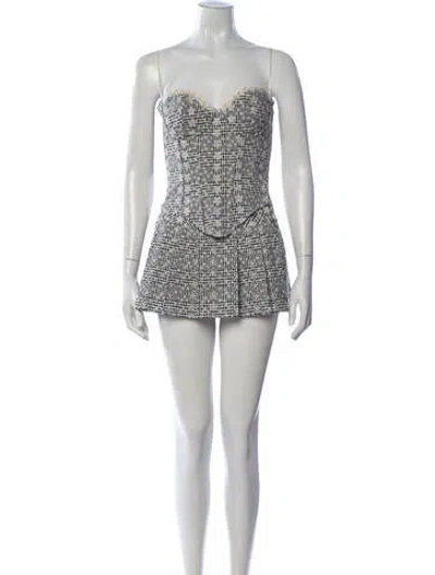 Pre-owned Danielle Guizio Plaid Print Skirt Set In Black