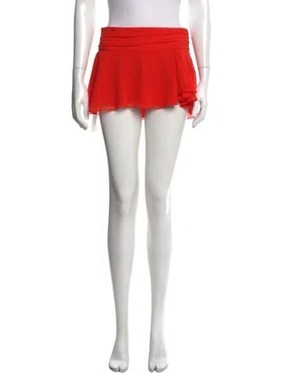 Pre-owned Danielle Guizio Pleated Accents Mini Skirt In Orange
