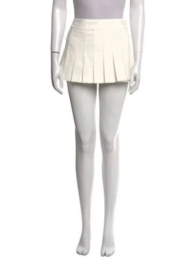 Pre-owned Danielle Guizio Pleated Accents Mini Skirt In White