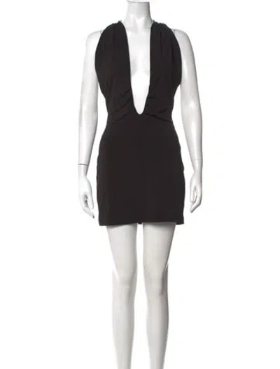 Pre-owned Danielle Guizio Plunge Neckline Mini Dress W/ Tags In Black
