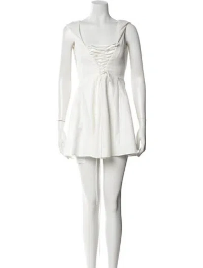 Pre-owned Danielle Guizio Plunge Neckline Mini Dress W/ Tags In White