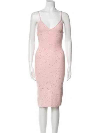 Pre-owned Danielle Guizio Polka Dot Print Knee-length Dress In Pink
