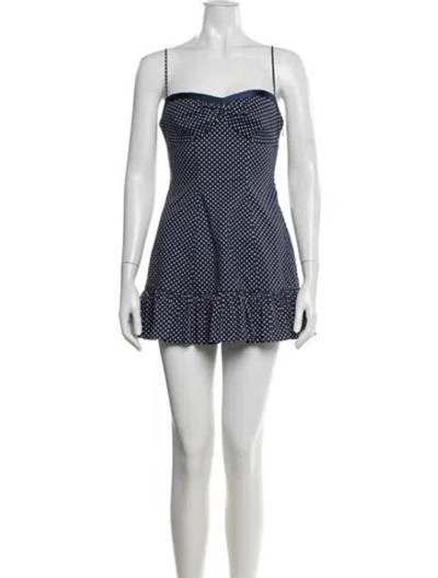 Pre-owned Danielle Guizio Polka Dot Print Mini Dress In Blue