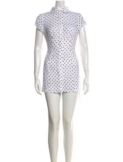 Pre-owned Danielle Guizio Polka Dot Print Mini Dress In White