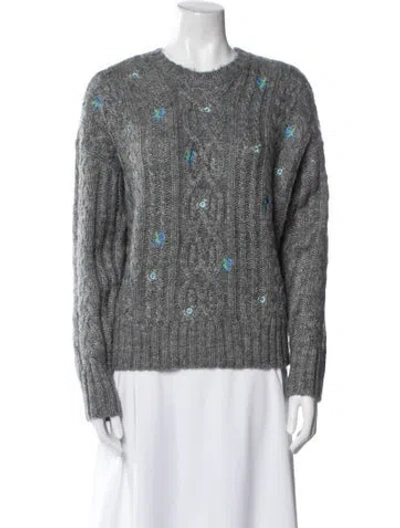 Pre-owned Danielle Guizio Printed Crew Neck Sweater W/ Tags In Gray