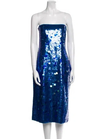 Pre-owned Danielle Guizio Printed Knee-length Dress In Blue