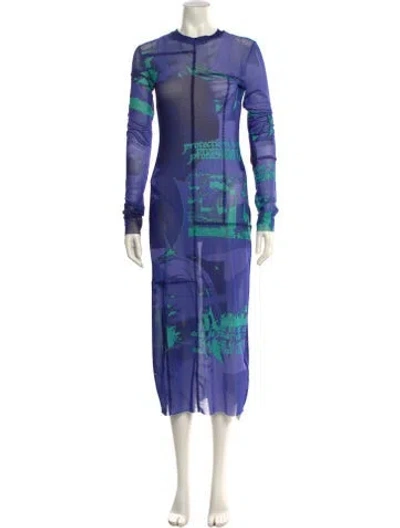 Pre-owned Danielle Guizio Printed Long Dress In Purple