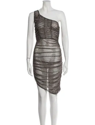 Pre-owned Danielle Guizio Printed Mini Dress In Brown