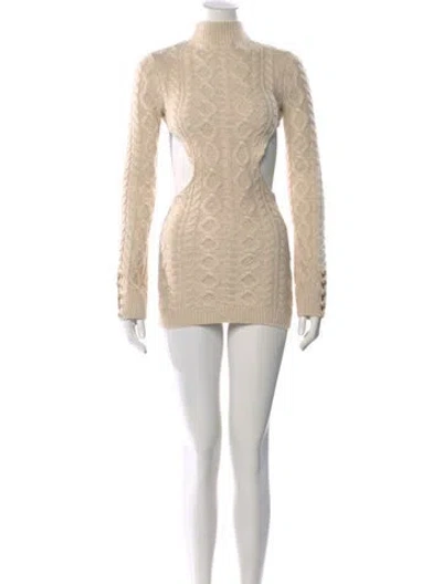 Pre-owned Danielle Guizio Printed Mini Dress In Neutral