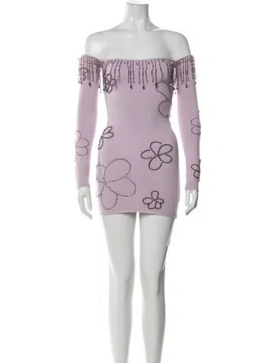 Pre-owned Danielle Guizio Printed Mini Dress In Purple