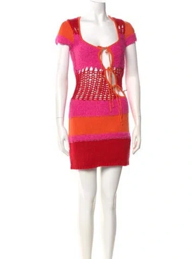 Pre-owned Danielle Guizio Printed Mini Dress In Red