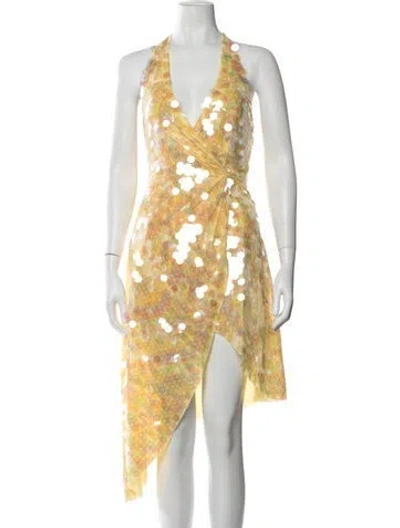 Pre-owned Danielle Guizio Printed Mini Dress W/ Tags In Yellow