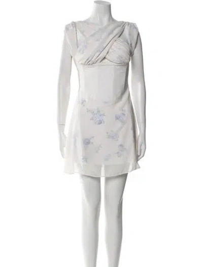 Pre-owned Danielle Guizio Printed Mini Dress In White