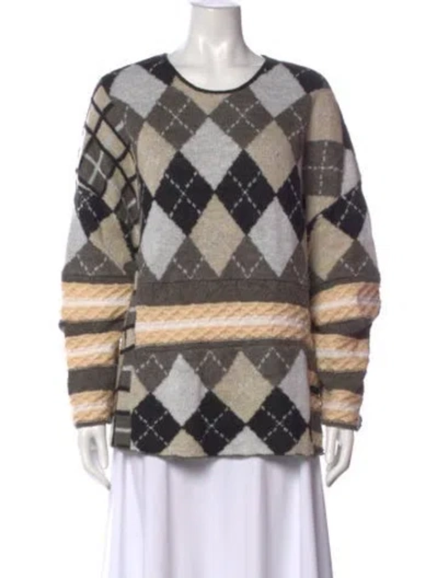 Pre-owned Danielle Guizio Printed Scoop Neck Sweater In Neutral